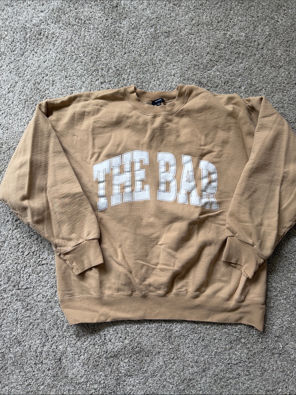 The Bar Camel Crewneck Sweatshirt with White Logo